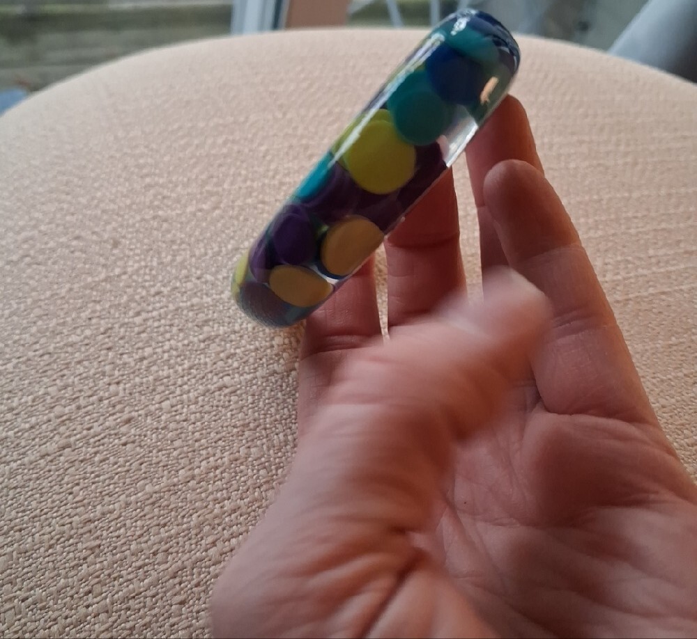 Sobral Blue, Purple & Yellow Resin Bangle Bracelet - Picture 4 of 16